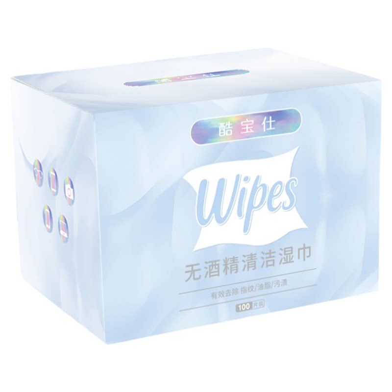 无酒精眼镜清洁湿巾100片装