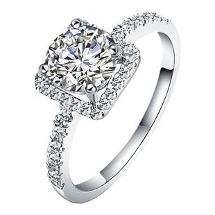 唐奢925纯银D色一克拉莫桑石钻戒仿真钻石求订结婚戒指女小众设计