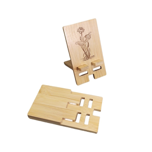 定制雕刻字logo图文推广告宣传小礼品纯竹子桌面手机支架平板架