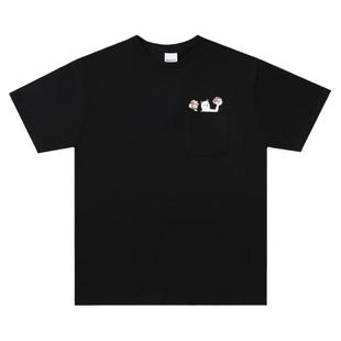 美国潮牌RIPNDIP贱猫中指猫纯棉短袖T恤口袋请你吃面包男女情侣款