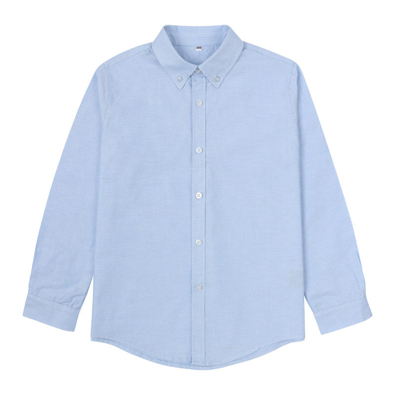 小学中学牛津纺浅蓝长袖衬衫校服
