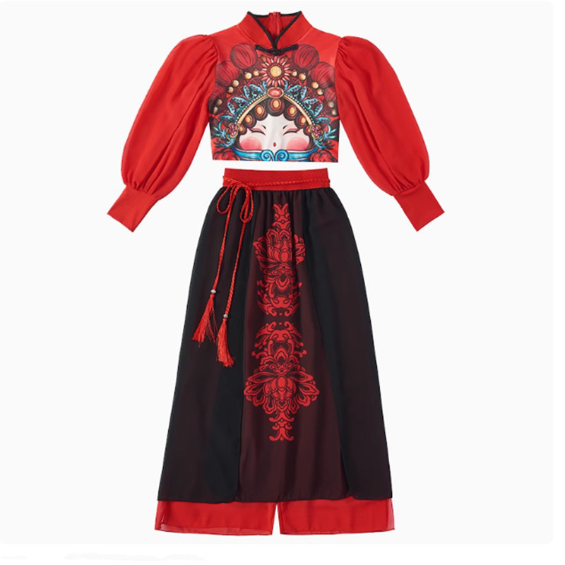 儿童中国风爵士舞演出服男女童国儿童演出服
