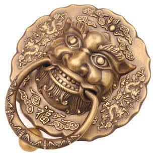 纯铜兽头门环中式狮子头虎头麒麟椒图拉手祠堂大门把手复古门拉环