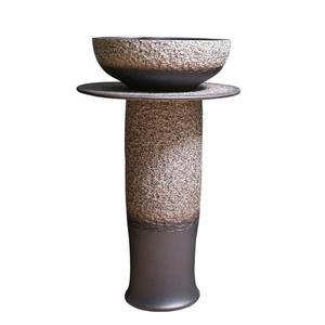 阳台陶瓷立柱盆一体落地式洗手台盆卫生间艺术花园户外洗脸池庭院