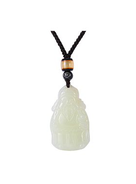 和田玉精雕单面财神吊坠女款