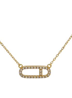 PAUSA ANN s925 简约满钻回形针设计感金银项链