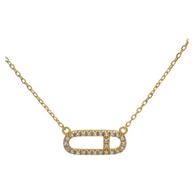 PAUSA ANN s925 简约满钻回形针设计感金银项链