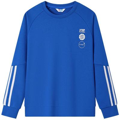 特步童装男童卫衣春秋季新款中大童长袖运动女童圆领套头儿童上衣