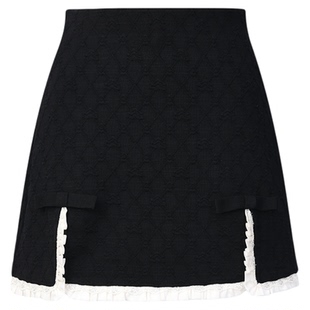 ORA GENESIS2025年秋季新品荷叶边装饰开叉针织半裙