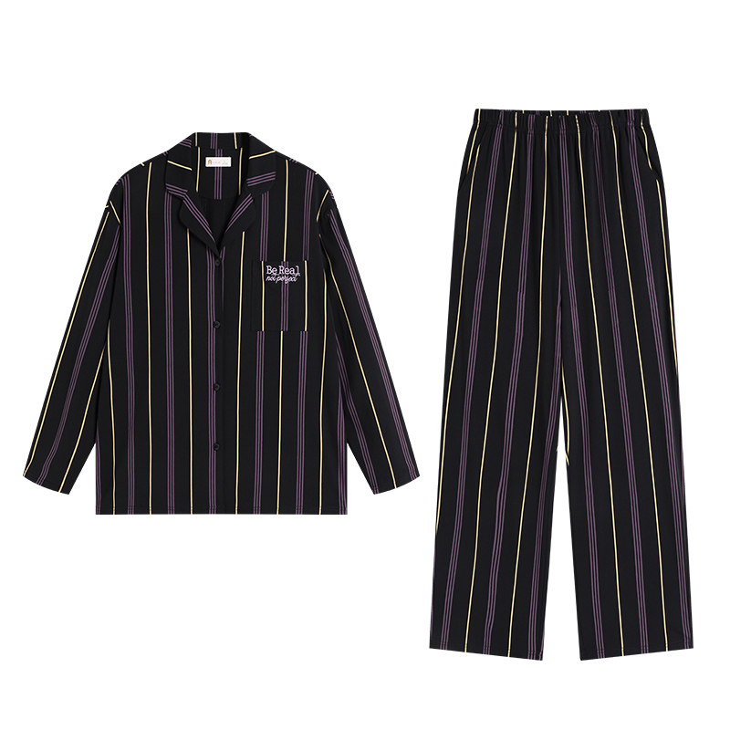 春秋款柔软棉情侣休闲家居服套装