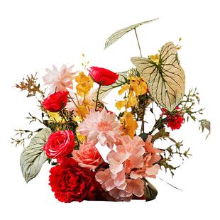 婚房布置绢花仿真花婚礼布置花艺订婚成品客厅摆件结婚装饰地排花