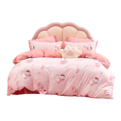 水星儿童家纺纯棉三四件套母婴A类抑菌百分百纯棉套件三丽鸥Kitty
