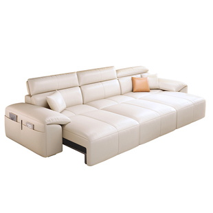 真皮电动沙发功能客厅直排双人三人位新款可调节伸缩两用可睡可趟