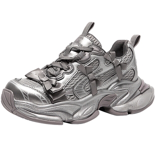 【徐若晗同款】千百度厚底旷野蝴蝶老爹鞋女2025秋新款运动休闲鞋