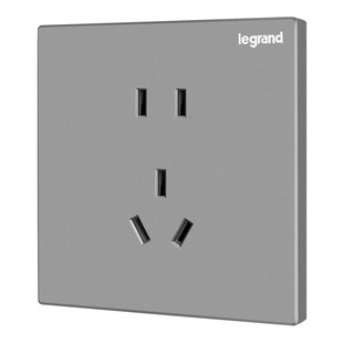 罗格朗开关插座面板带USB多孔五孔86型暗装16a空调插座逸景深砂银