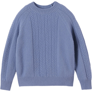 [100%绵羊毛]马克珍妮男女童加厚纯羊毛衫儿童红色毛衣冬装552031