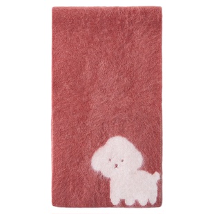 玖慕羊毛小围巾女秋冬季保暖护颈红色新年交叉提花围脖可爱送女生