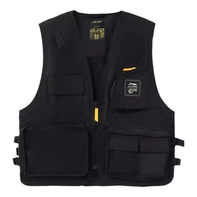 李宁正品工装马甲男女同款夏新款开衫无袖宽松多口袋外套AMDR057