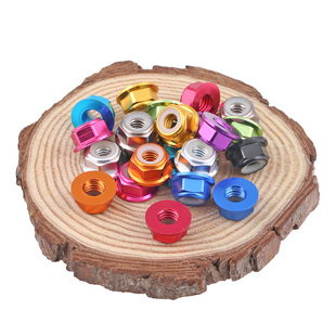 多彩色铝合金法兰螺帽尼龙圈自锁螺丝帽锁紧防松螺母M2M3M4M5M6M8