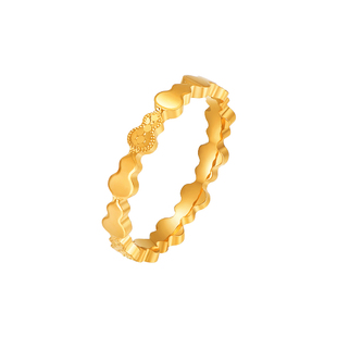 明牌珠宝5G黄金福禄圆满戒指 足金吉祥葫芦固口指环女戒AFM0414