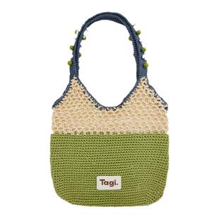 Tagi.机灵果子手工串珠百搭撞色通勤春夏单肩编织包