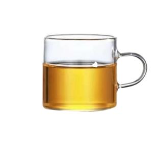 热卖彩色6只装耐热玻璃带把小茶杯加厚功夫杯透明品茗杯水杯茶碗