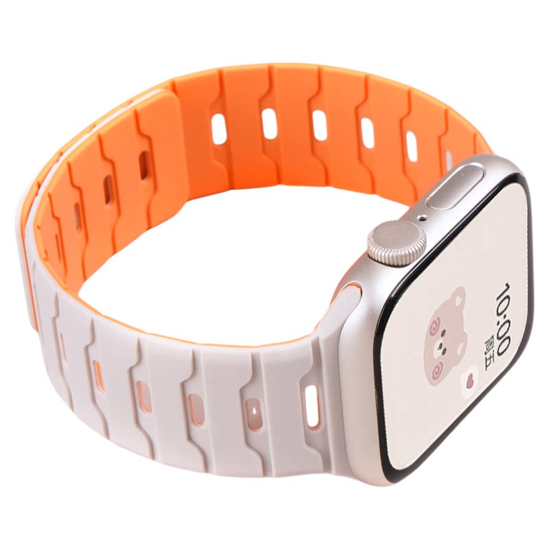 适用苹果iwatch S11手表带ultra2/3龙鳞纹磁吸硅胶10腕表带applewatch S9运动8智能7/se小众6创意5高级透气