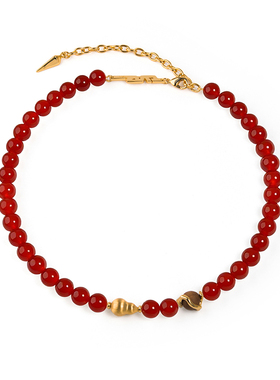 盐岛葫芦红玛瑙串珠choker轻奢小众高级感项链新中式颈链本命年