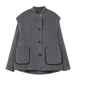 静奢都市/MSLAN秋冬重磅羊毛双面呢大衣可拆两件套马甲MFDW552