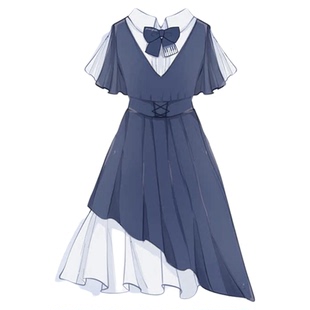 天羽川原创声乐部连衣裙女生学院风雪纺夏秋仙女设计感小众长裙子