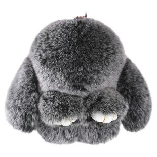 可爱獭兔毛装死萌兔书包包挂饰皮草小兔子毛绒汽车钥匙扣玩偶挂件