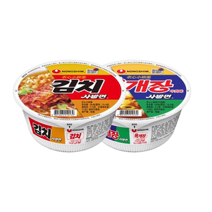 韩国农心进口小碗面泡面方便面6碗速食牛肉泡菜辣白菜官方辛拉面