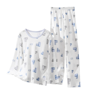 儿童纯棉睡衣薄款夏季男童女童家居服套装长袖宝宝小孩全棉空调服