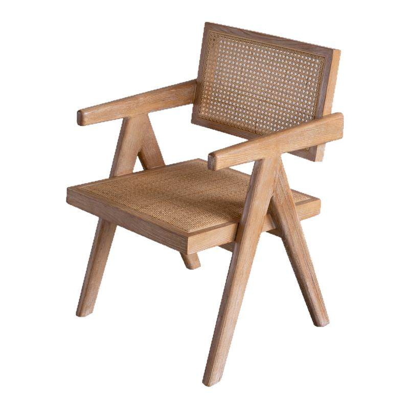 木有作为昌迪加尔藤编椅中古椅实木餐椅侘寂椅子原木家用长条板凳