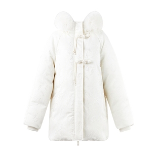 秋水伊人新中式连帽羽绒服2025年冬装新款女国风保暖毛领百搭外套