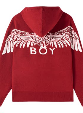 【赤羽浮梅】BOYLONDON冬季本命年红色毛衣套头连帽男女款N60903