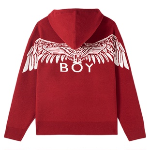 【赤羽浮梅】BOYLONDON冬季本命年红色毛衣套头连帽男女款N60903