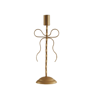 法式蝴蝶结金属烛台金色细长蜡烛托创意复古软装搭配浪漫桌面摆件