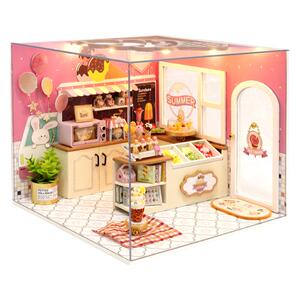 悠然咖啡店diy小屋手工拼装木制房子模型微缩3d立体拼图生日礼物
