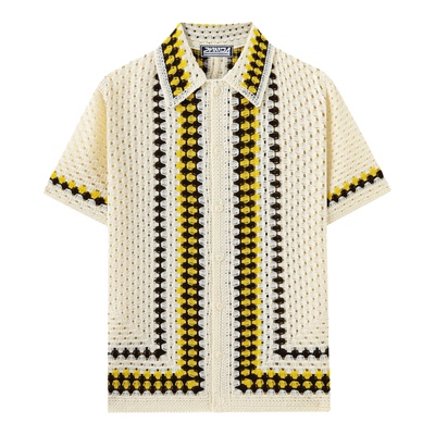 美式休闲仿手钩针织衫镂空开衫