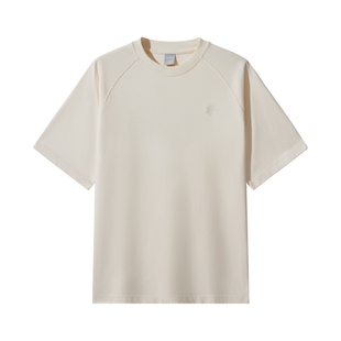 【高定绣花】卡宾宽松短袖T恤男装2026春夏新款纯棉圆领刺绣上衣