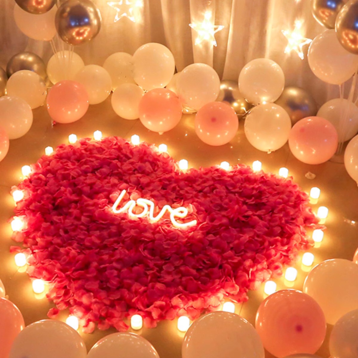 情人节求婚表白仿真玫瑰假花瓣结婚婚房创意装饰七夕浪漫酒店布置