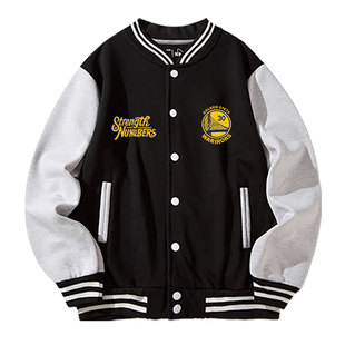 秋冬季运动训练勇士队库里30外套棒球服男休闲篮球夹克青少年外穿