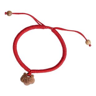 桃木桃核手串福锁吓压惊婴儿宝宝童符身护金刚结本命年蛇红绳手链