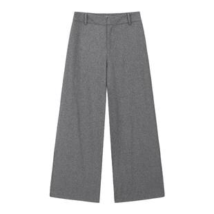 OTHERSTORE 百搭主角 自带老钱风直筒毛呢裤子女灰色羊毛休闲长裤