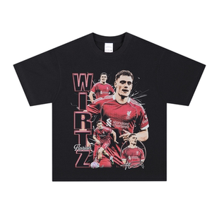 英超曼联wirtz维尔茨T恤 数码直喷印花足球美式短袖宽松vintage男