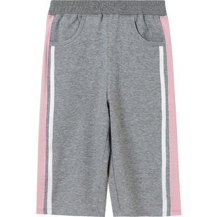 euv 女童短裤儿童七分裤女孩纯棉外穿运动中裤中小童夏季薄款裤子