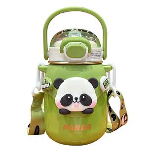 儿童吸管保温杯男孩大容量便携卡通熊猫水壶316不锈钢水杯可爱女