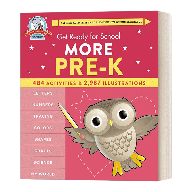 英文原版 Get Ready for School More Pre-K 入学准备 学前早教综合活动练习册 字母数字颜色形状科学等练习 英文版 进口英语书籍