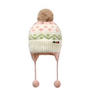 宝宝帽子女童秋冬季加厚保暖洋气可爱儿童帽围巾手套三件套毛线帽